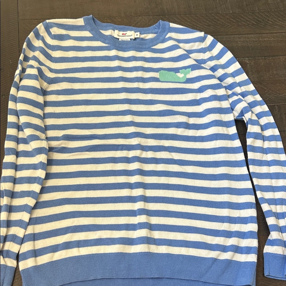 Vineyard Vines Blue and White Striped Crewneck Sweater